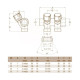 Carlo Poletti Колектор кутовий Ø1″ x 5 виходів x 3/4″ EK (червоні ручки) нікель (C325N12QR)