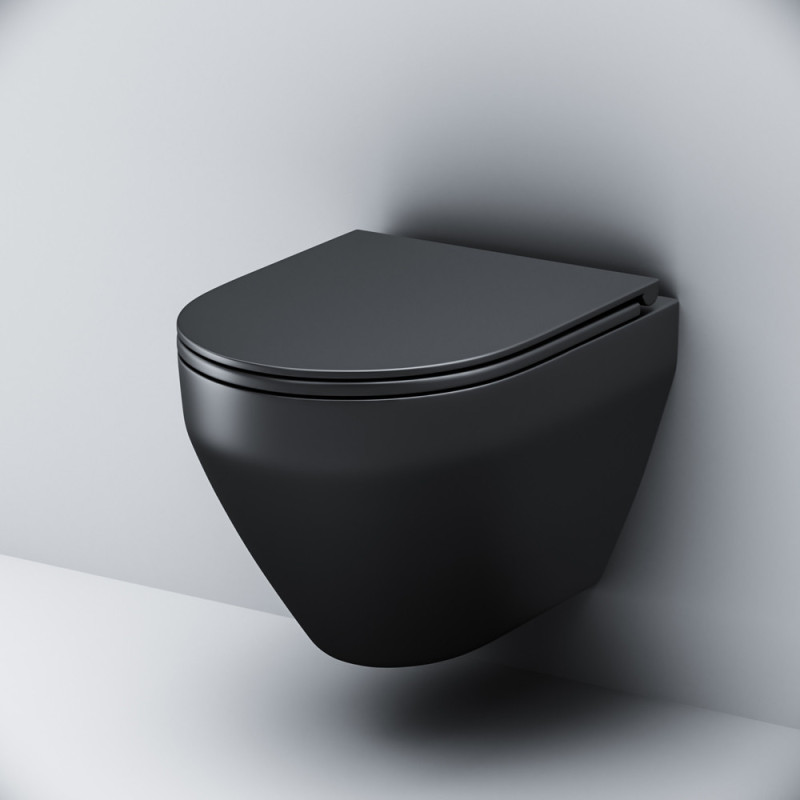 Підвісний унітаз FlashClean із сидінням мікроліфт, чорн мат AM.PM Spirit V2.0 C701700MBSC