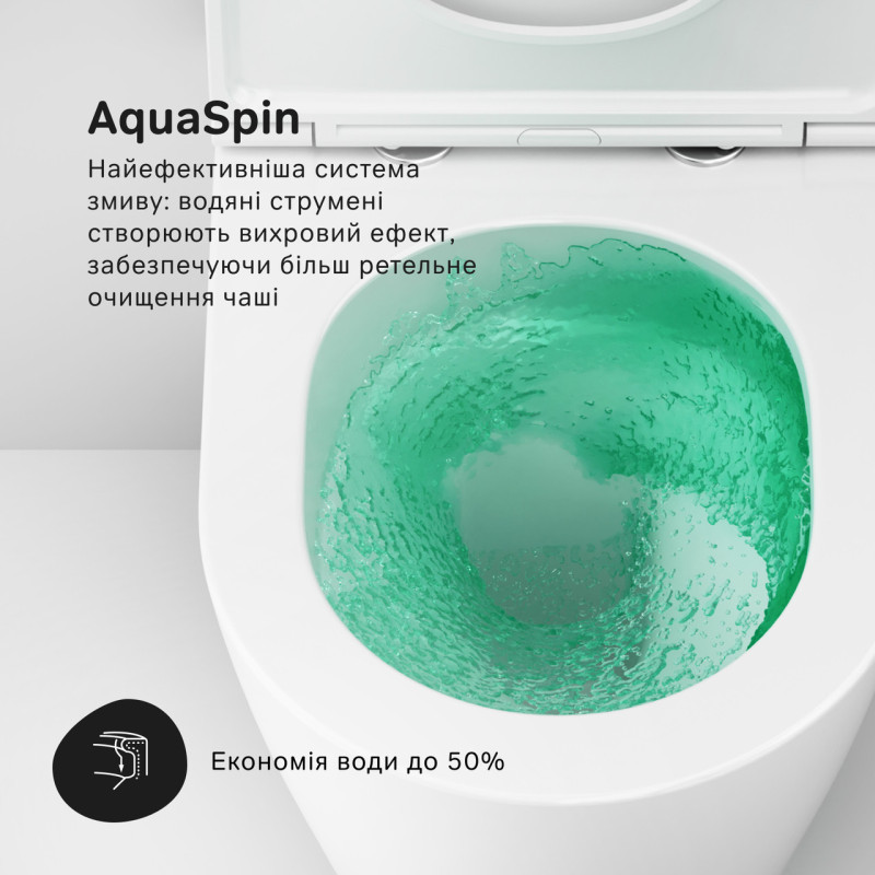 Унітаз підвісний Am.Pm Func , AquaSpin Rimless з сидінням Soft Close дюропласт, CFA1903SC