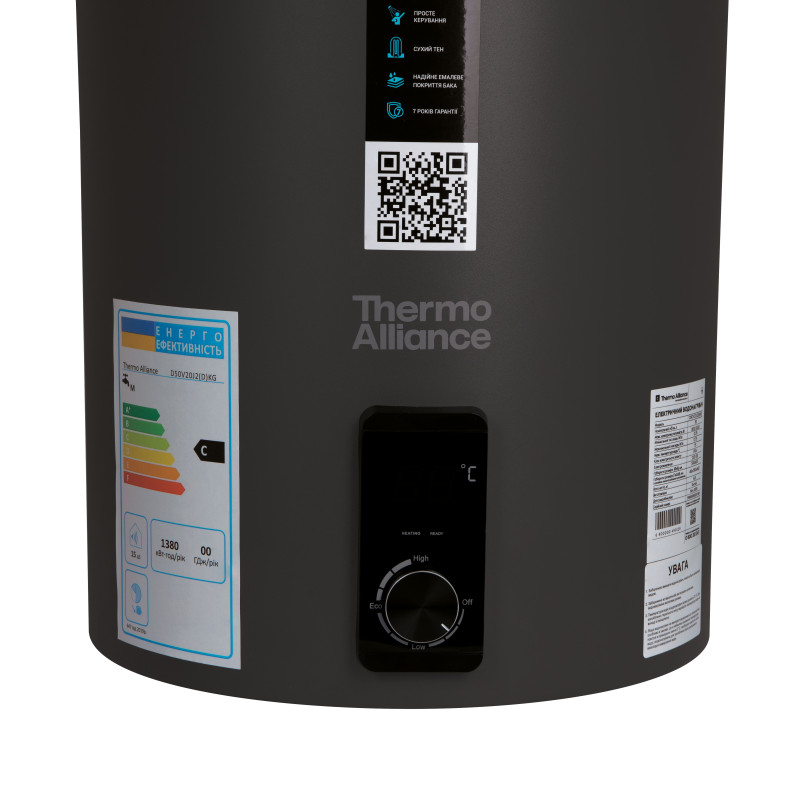 Водонагрівач електричний Thermo Alliance 100 л Black, вертикальний, сухий ТЕН 2,0 кВт D100V20J3(D)KВ SD00054756