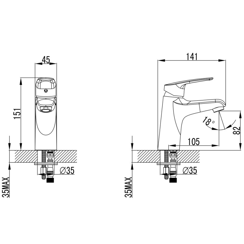 Corso Смеситель SERIO Ø35 для раковины литой на шпильке (DC-2A146C) (9626000)