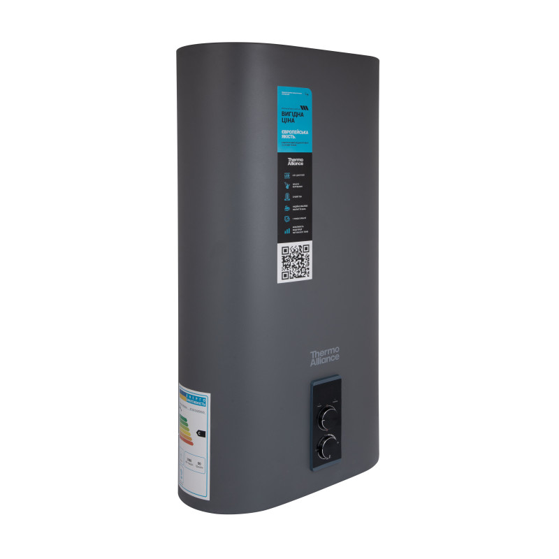 Водонагрівач електричний Thermo Alliance 80 л, Grey, плоский вертикальний, сухий ТЕН 2 кВт (0,8+1,2) DT80V20GPDD2G SD00055142