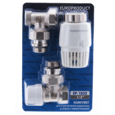 Комплект для подключения радиатора Europroduct EP.1302 - 1/2'' (угловой с термоголовкой) (EP6016)