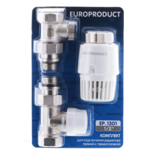 Комплект для подключения радиатора Europroduct EP.1301 - 1/2'' (Прямой с термоголовкой) (EP6017)