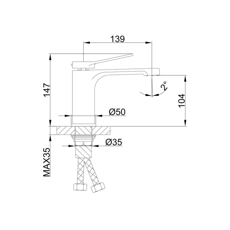 Frap Змішувач для умивальника F1045, білий/хром