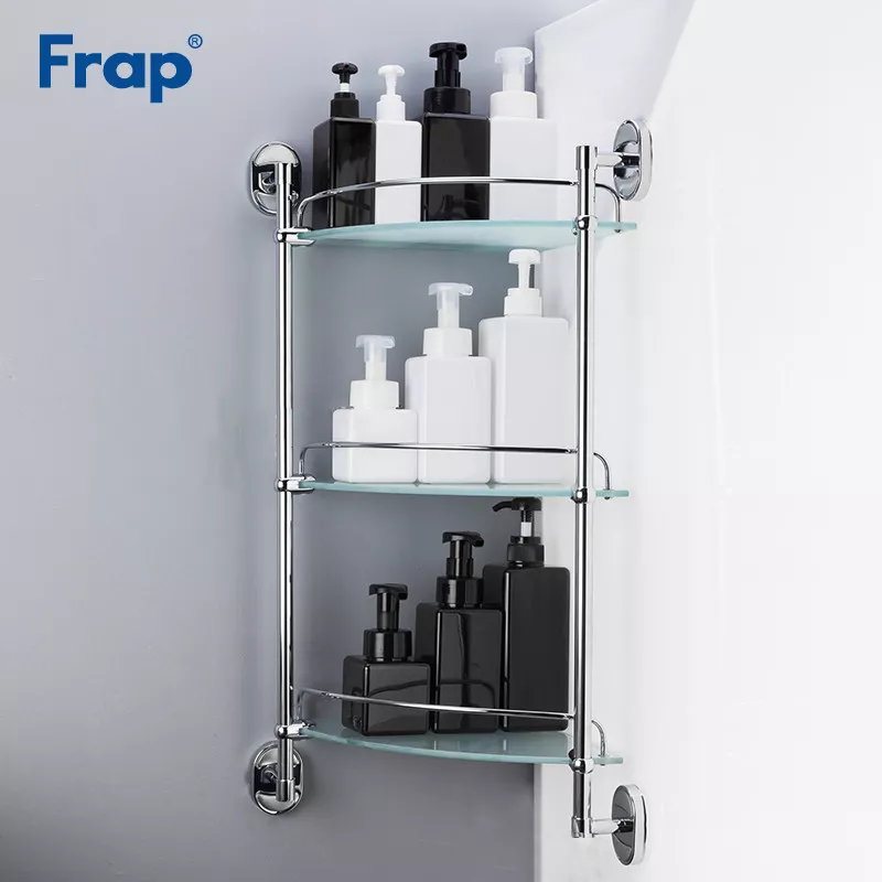 Frap Скляна полиця кутова F1907-3, 3-х ярусна, 290х290 мм