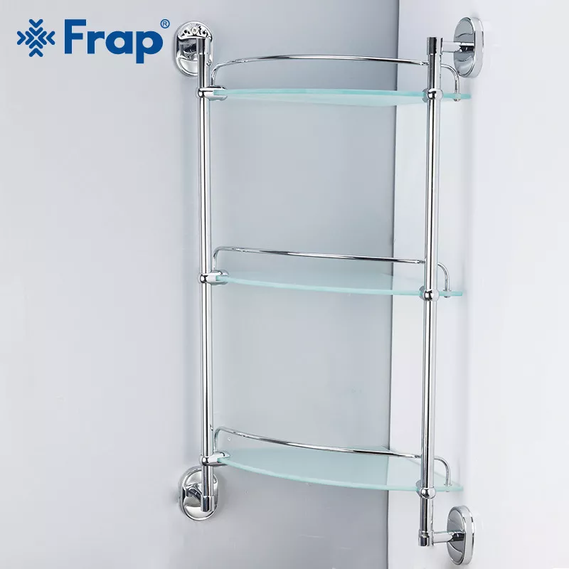 Frap Скляна полиця кутова F1907-3, 3-х ярусна, 290х290 мм