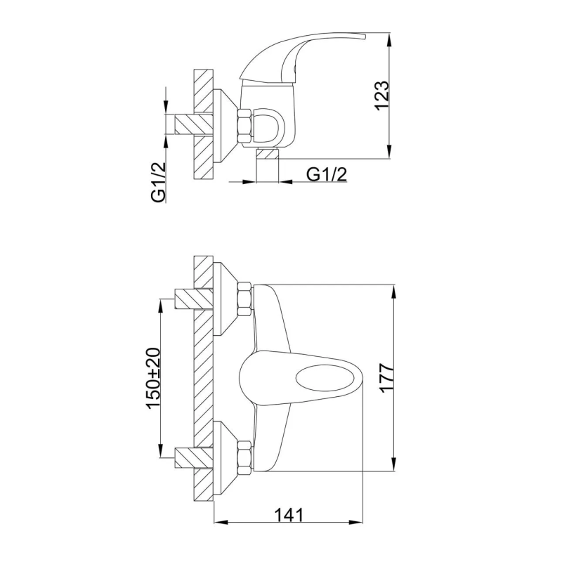Frap Змішувач для душу F2003, хром