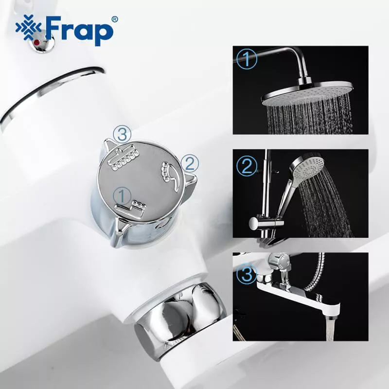 Frap Душова система F2441 з поворотним виливом, білий/хром