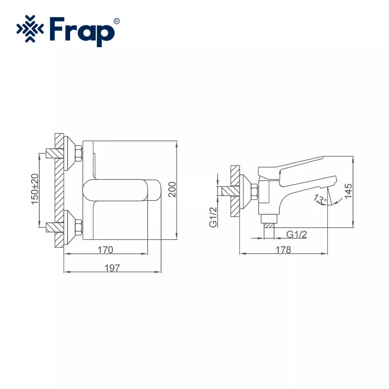 Frap Змішувач для ванни F3261, хром
