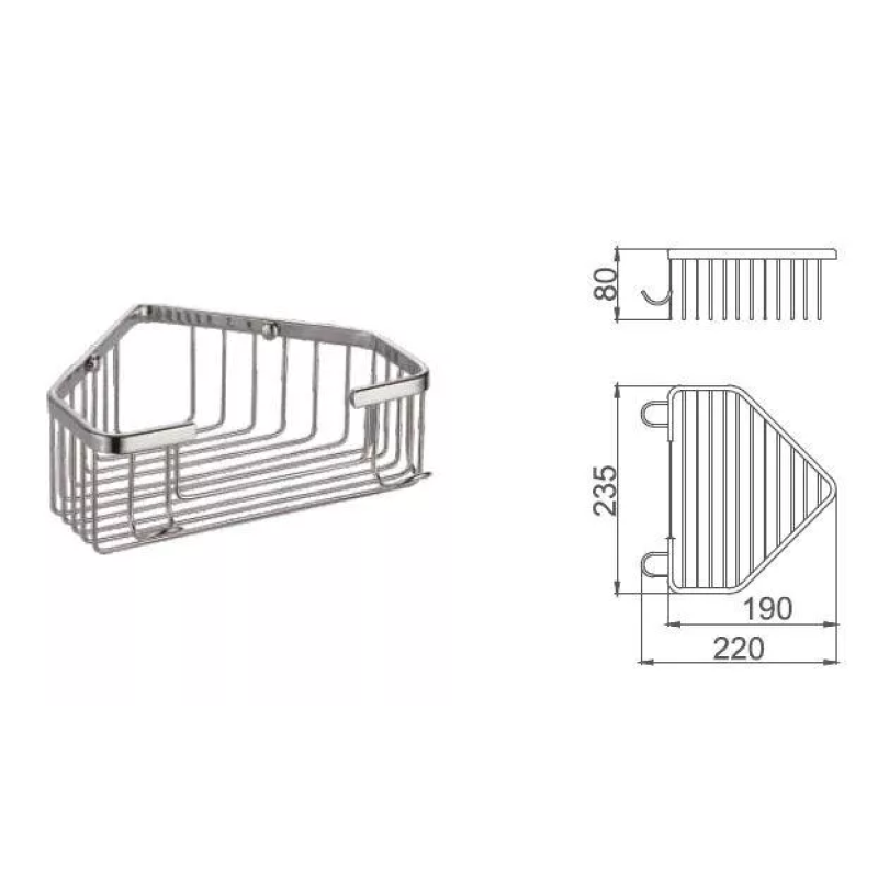 Frap Полиця кутова F351, 240х80 мм, нержавіюча сталь, хром