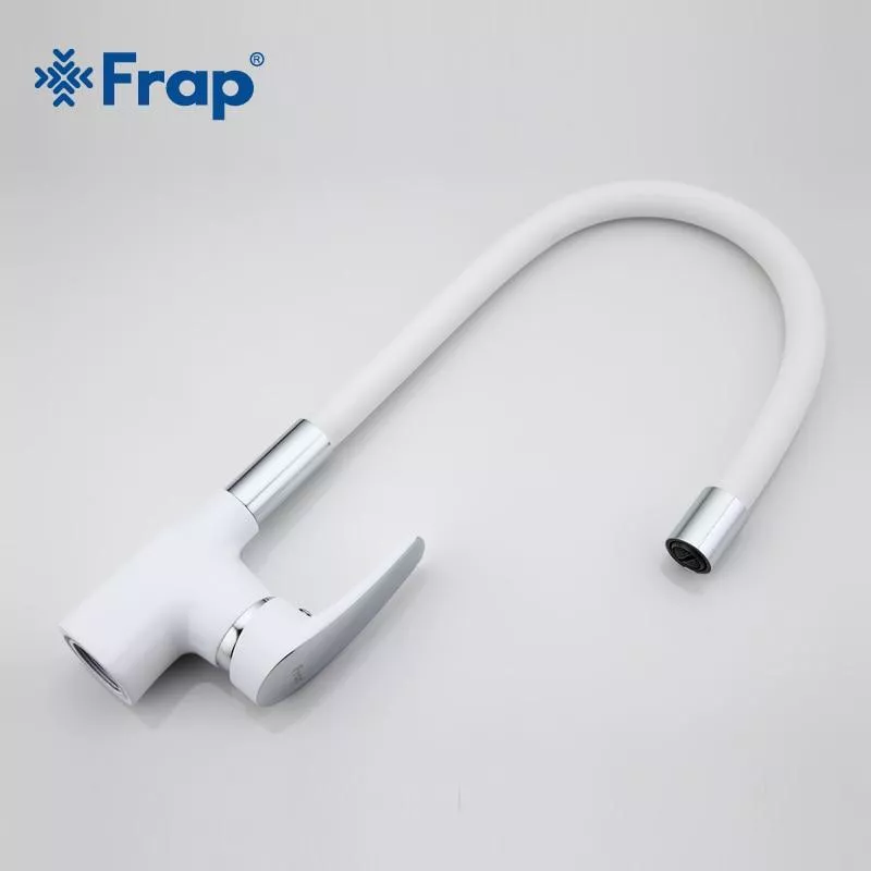 Frap Змішувач для кухні F4453-03 з гнучким виливом, білий/хром