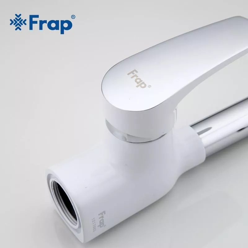 Frap Змішувач для кухні F4453-03 з гнучким виливом, білий/хром