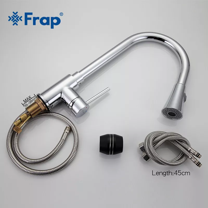 Frap Змішувач для кухні F6052 з висувним виливом, 2 режими, хром