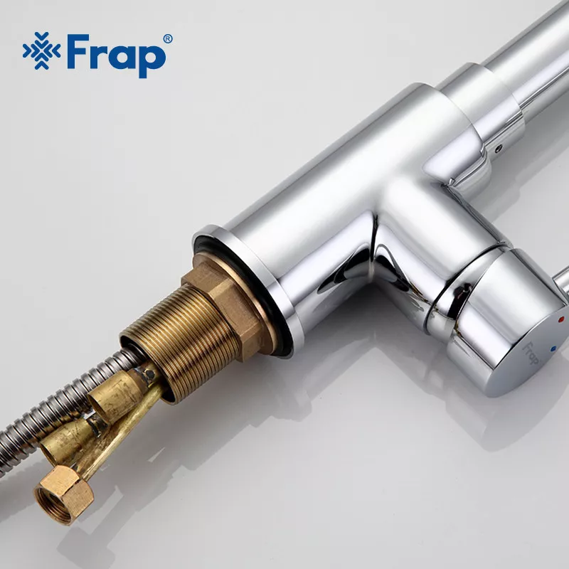 Frap Змішувач для кухні F6052 з висувним виливом, 2 режими, хром