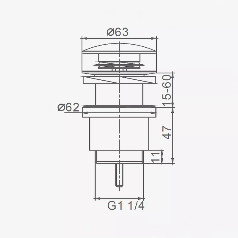 Frap F62-9 донний клапан автомат Ø41мм 1 1/4 (сірий Gungrey) {50}