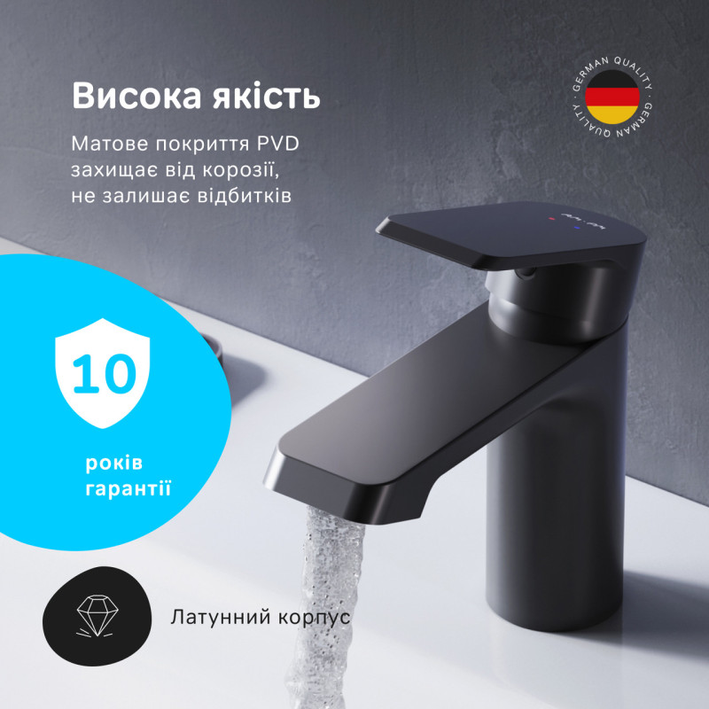 Змішувач для умивальника AM.PM Flash чорний F9H02122