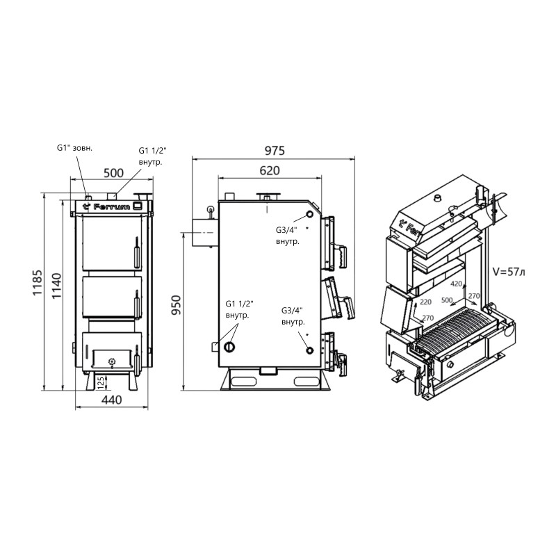 Котел твердопаливний сталевий Thermo Alliance Ferrum V 5.0 FSF 16 SD00054010