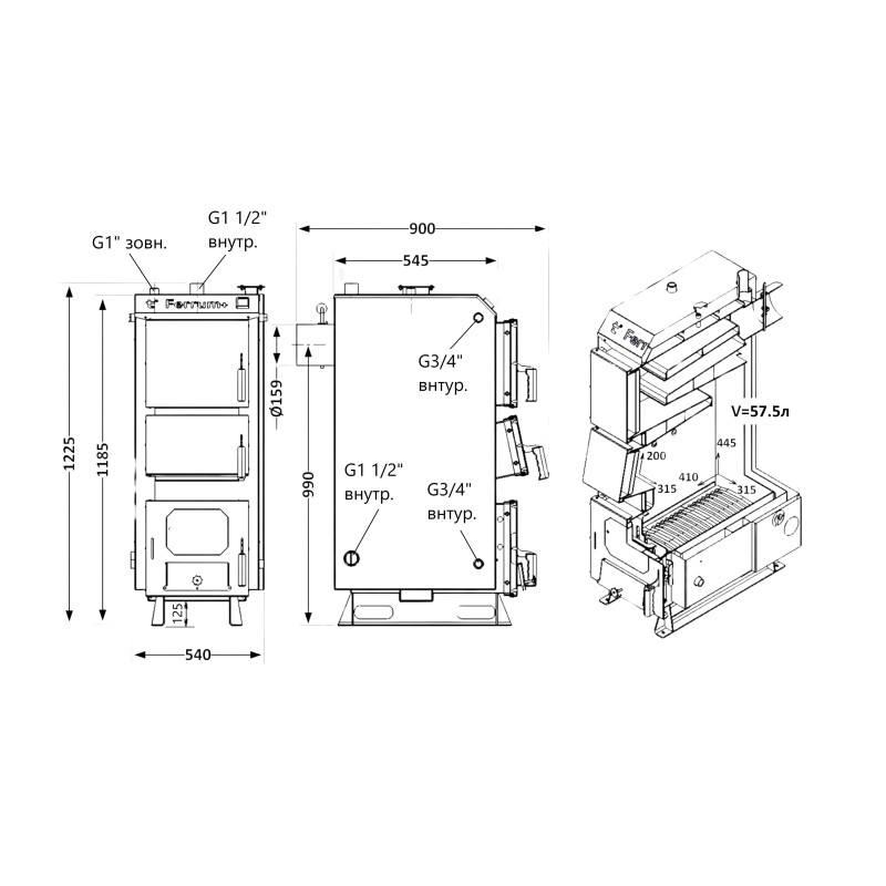 Котел твердопаливний сталевий Thermo Alliance Ferrum Plus V 5.0 FSF+ 14 SD00054016
