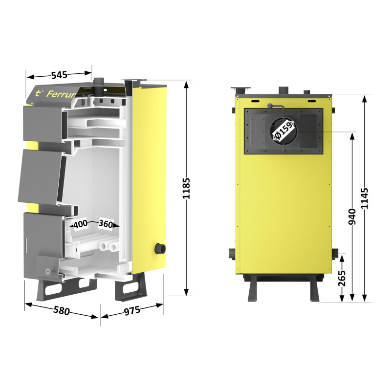 Thermo Alliance Котел твердопаливний сталевий Ferrum W V 5.0 FW 14 (FW14V50)
