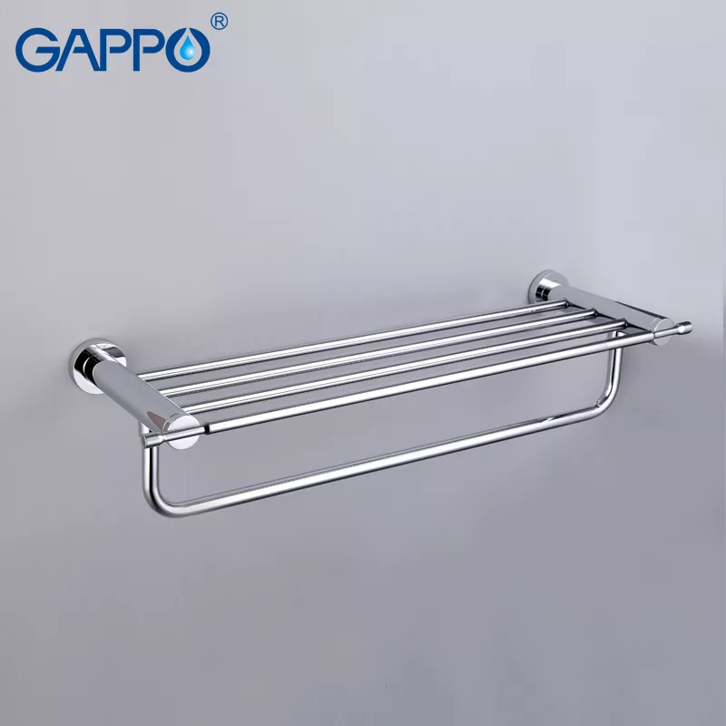 GAPPO Полиця з тримачем для рушників G1824, хром, 580 мм