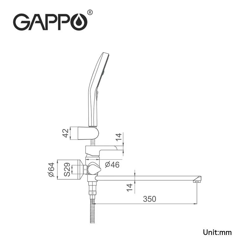 GAPPO Змішувач для ванни G2203-8, білий/хром