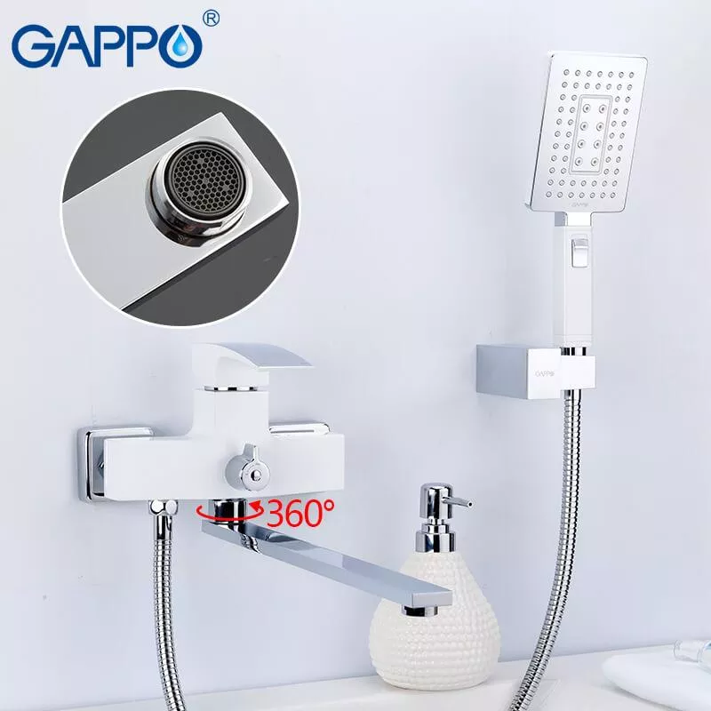 GAPPO Змішувач для ванни G2207-7, білий/хром