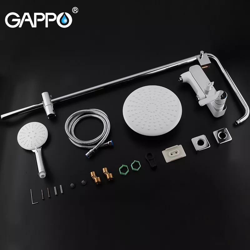 GAPPO Душова система G2402-8, вилив - перемикач на лійку, білий/хром
