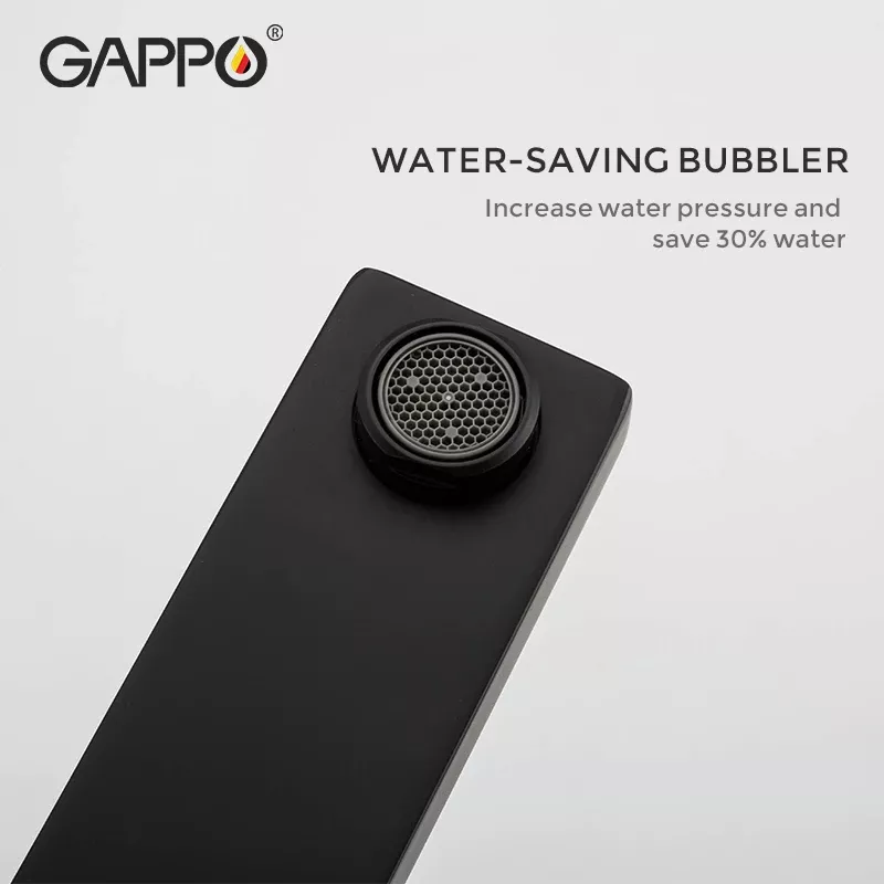 GAPPO Душова система G2417-6, вилив - перемикач на лійку, чорний
