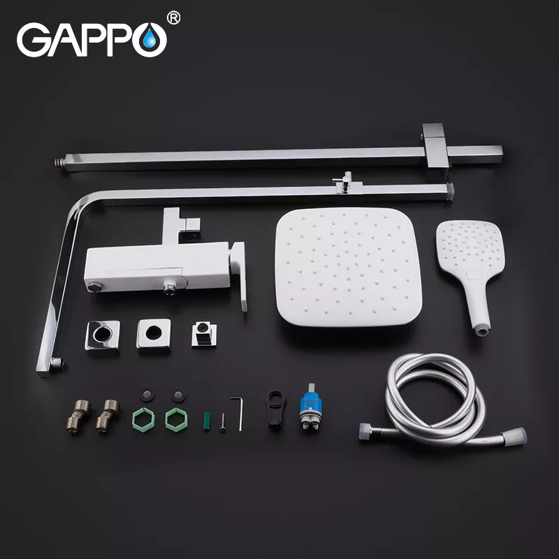 GAPPO Душова система G2417-8, вилив - перемикач на лійку, білий/хром