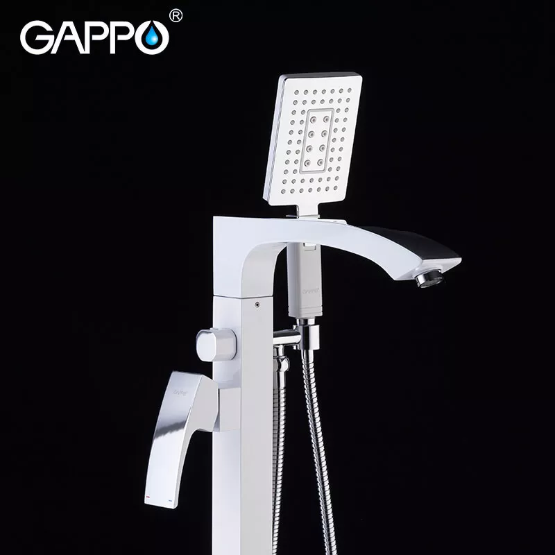 GAPPO Змішувач для ванни для підлоги G3007-8, білий/хром