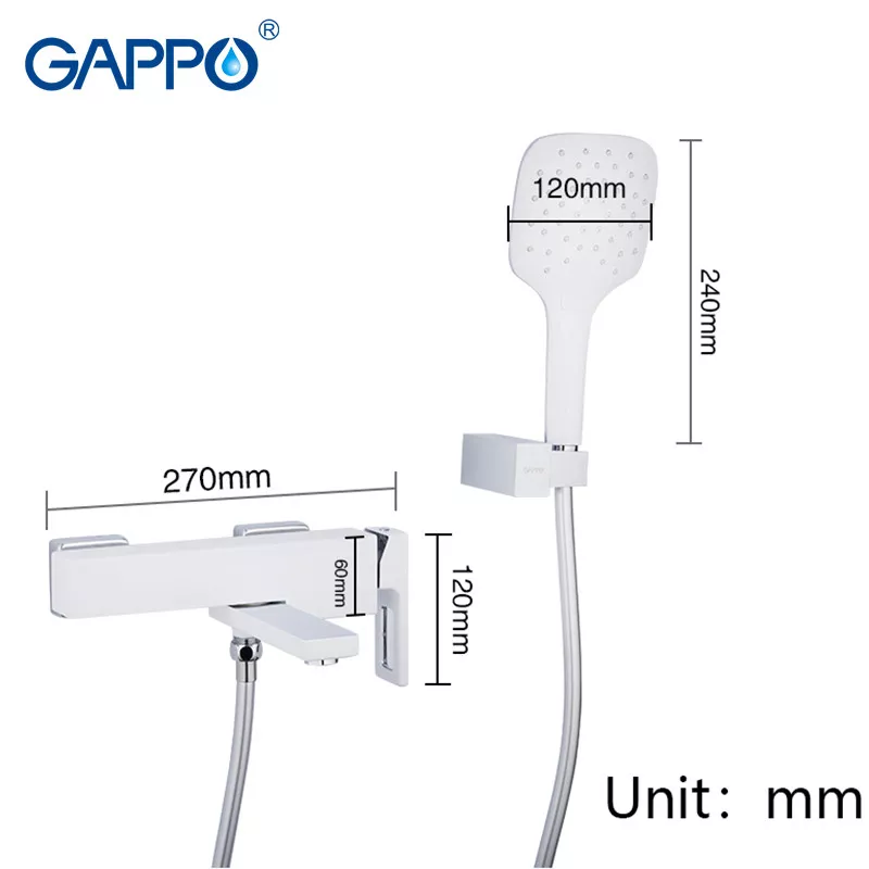 GAPPO Змішувач для ванни G3217-8, білий/хром