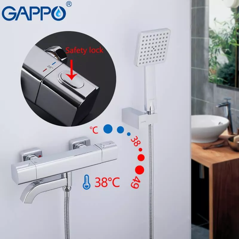 GAPPO Змішувач для ванни G3291 термостат, хром