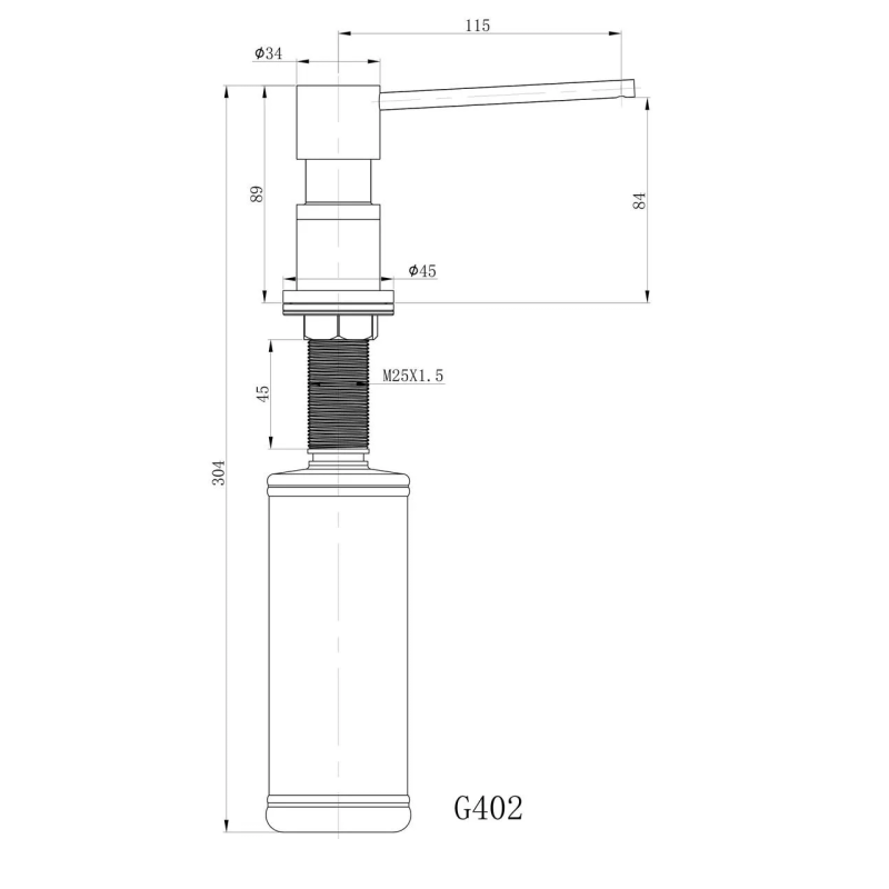 GAPPO Дозатор, що вбудовується в мийку G402-1, латунь/пластик, чорний 300 мл