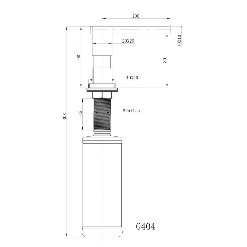 GAPPO Дозатор для миючого засобу G404-1, що вбудовується в мийку, латунь/пластик, чорний 300 мл