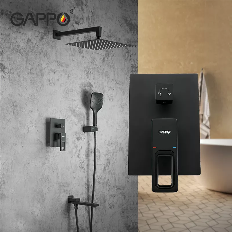 GAPPO Вбудована душова система G7117-6, вилив - перемикач на лійку, 3-функції, чорний