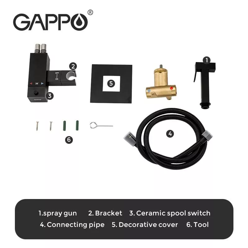 GAPPO Гігієнічний душ G7207-60 із термостатом, чорний