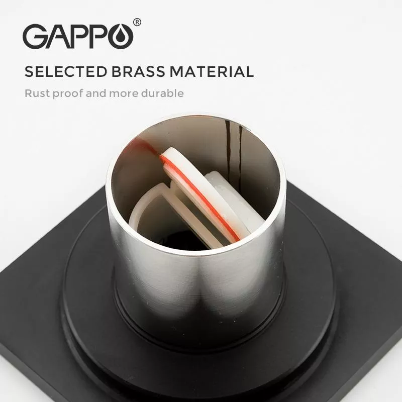 GAPPO Трап вертикальний G81050-6, латунь, 100х100 мм, чорний