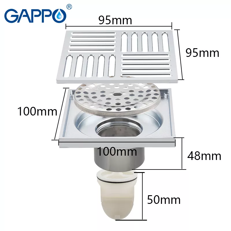 GAPPO Вертикальний трап G81051, латунь, 100х100 мм, хром
