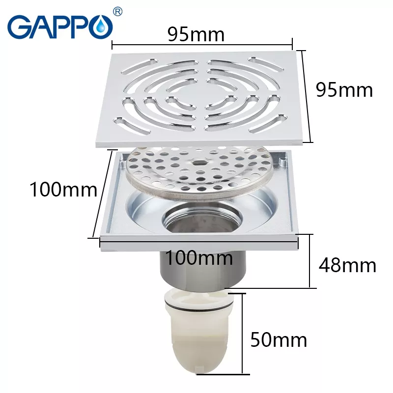 GAPPO Вертикальний трап G81052, латунь, 100х100 мм, хром