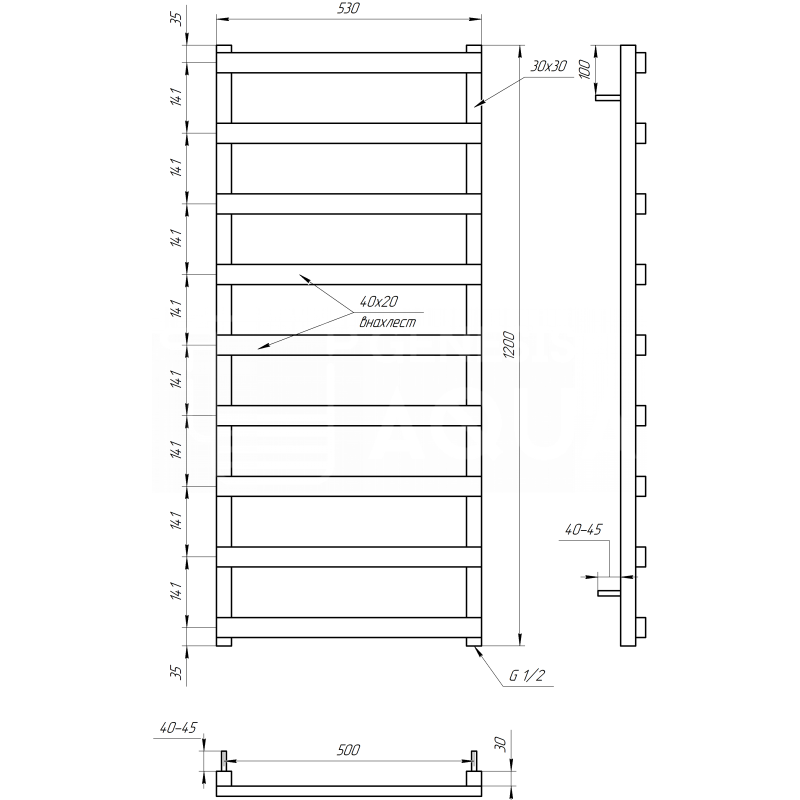 Genesis-Aqua Сушка для рушників Basis Водяний 120x53x3 (GA-10003)