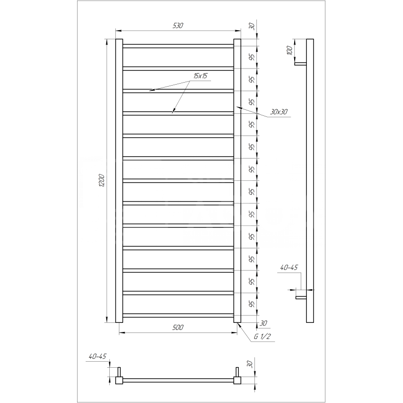 Genesis-Aqua Сушка для рушників Flat Електричний 100x53x3 (GA-1205)