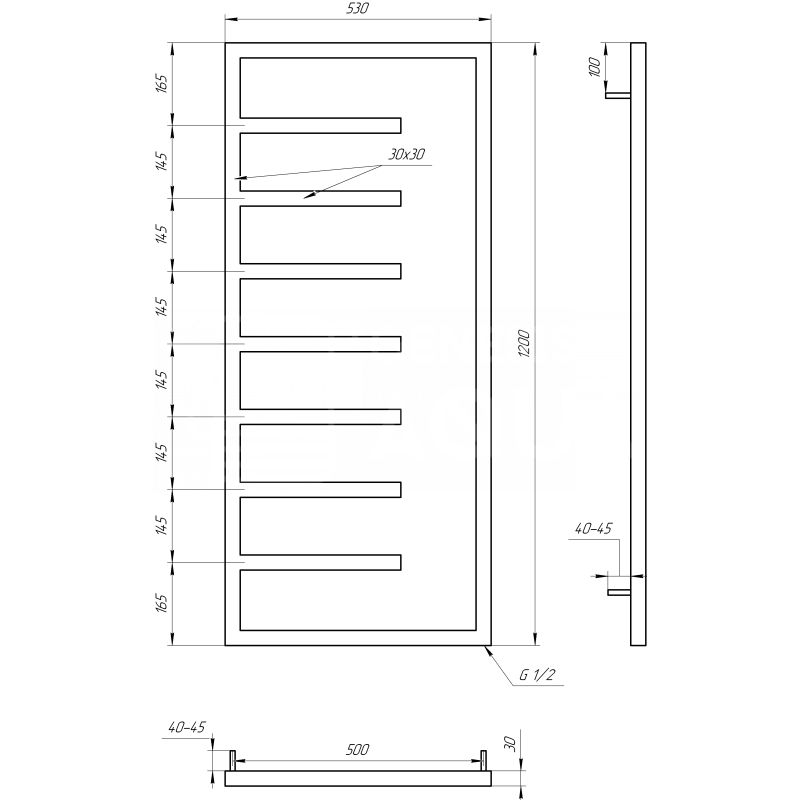 Genesis-Aqua Сушка для рушників Combo Електричний 800x53x3 (GA-1404)