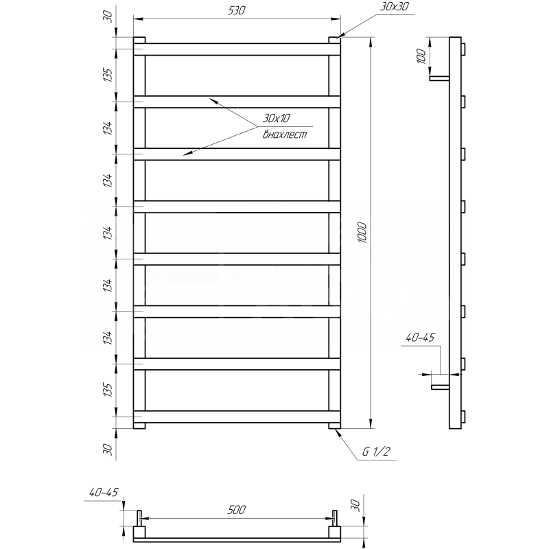 Genesis-Aqua Сушка для рушників Basis Light Водяний 800x53x3 (GA-1901)