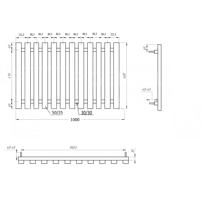Genesis-Aqua Радіатор Batteria Водяний 1200x60x3 (GA-202001)