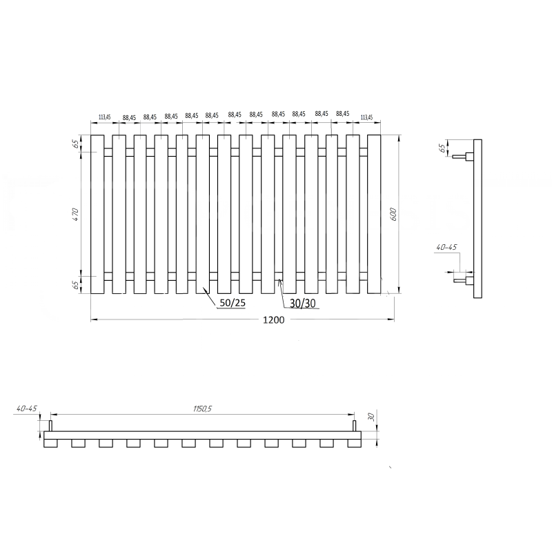 Genesis-Aqua Радіатор Batteria Водяний 1200x60x3 (GA-202001)