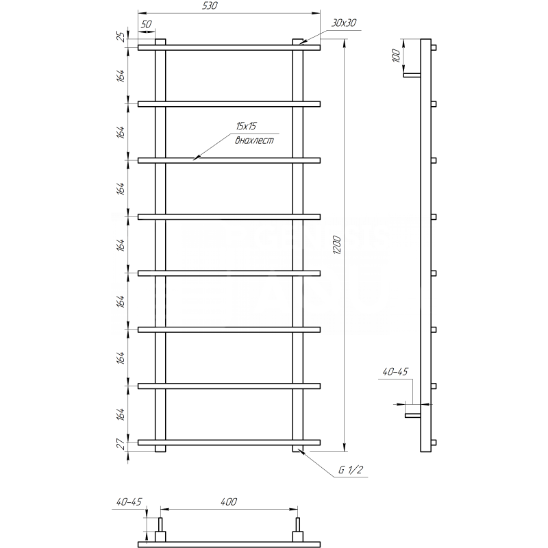 Genesis-Aqua Сушка для рушників Kioto Водяний 100x53x3 (GA-2102)