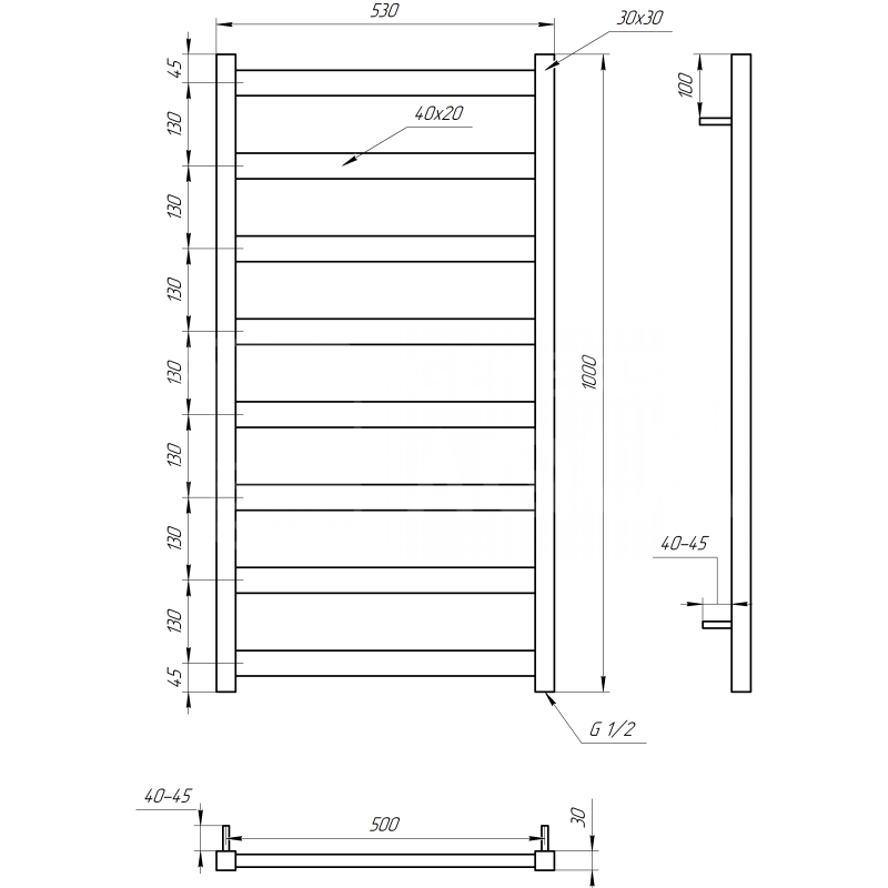 Genesis-Aqua Сушка для рушників Maxi Водяний 100x53x3 (GA-3102)