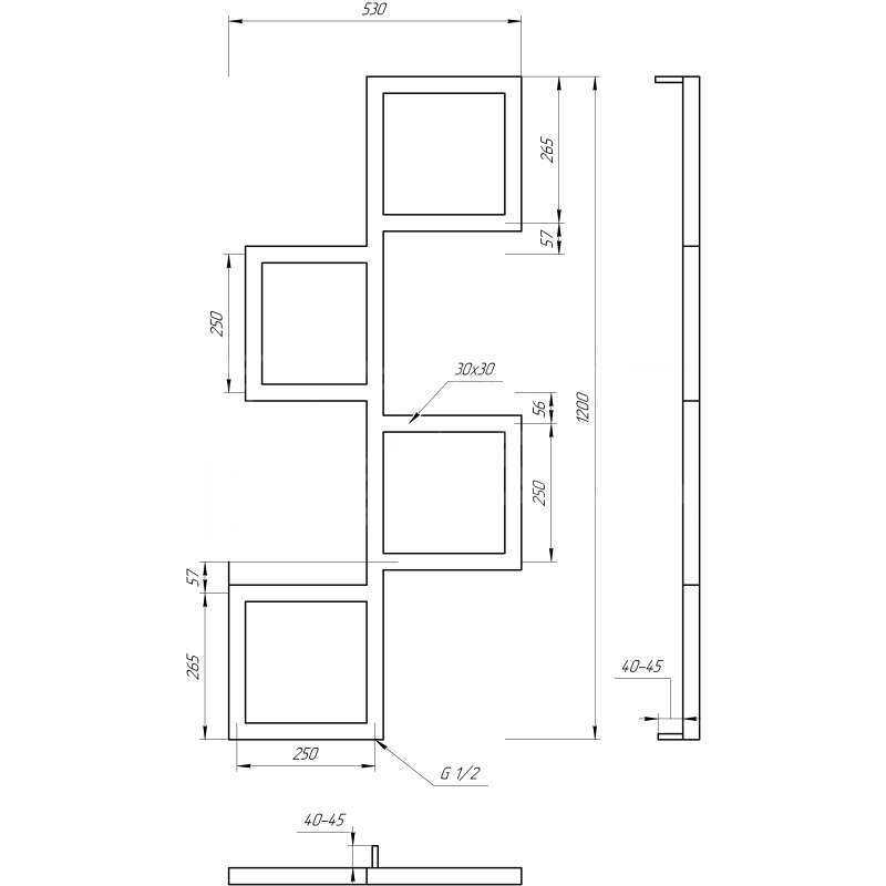 Genesis-Aqua Сушка для рушників Fito Електричний 120x53x3 (GA-4606)