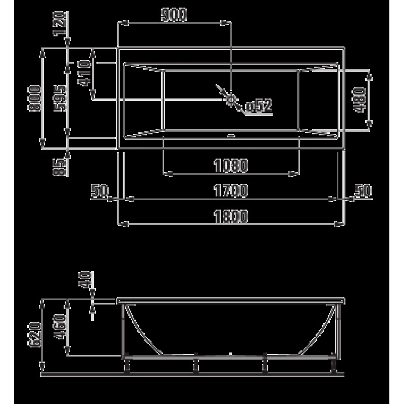 Laufen PRO ванна 180*80 см з панеллю,